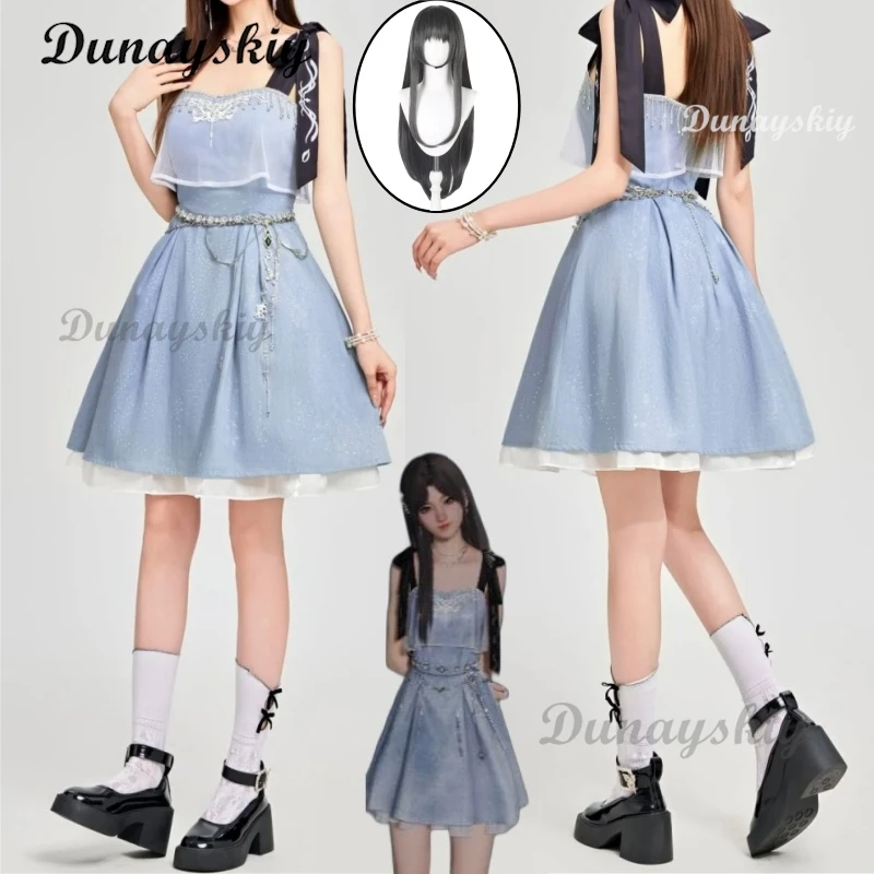 

Game Love And Deepspace Caleb Couple Suit Cosplay Costume Blue Camisole Dress Girls Women Clothe Halloween Party Suit Customized