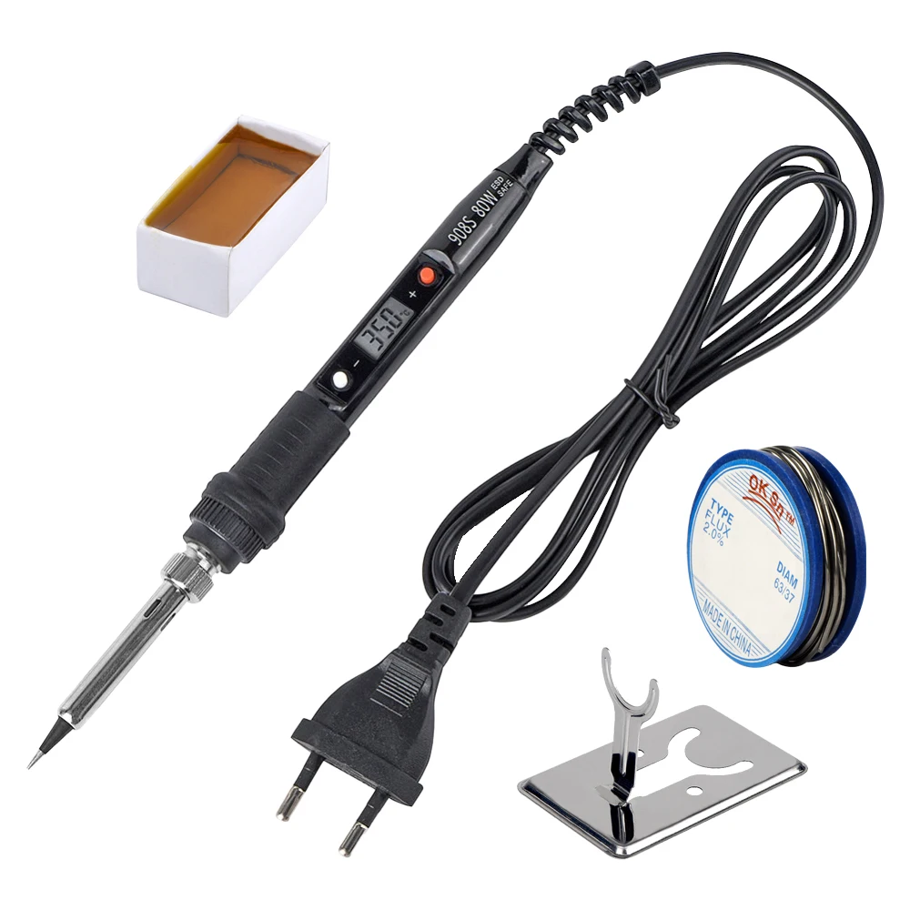 JCD 80W Elektrische Soldeerbout Kit LCD Display Temperatuur Verstelbare 220V 110V Met Soldeerpasta Ijzer Tips lasgereedschap Set