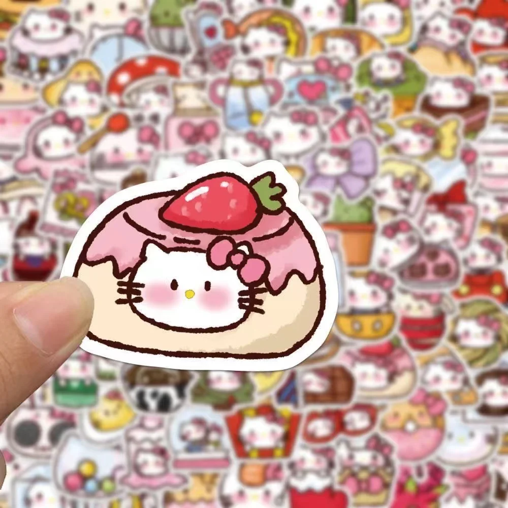 180 Food Hello Kitty Stickers, Cartoon Cute Hello Kitty, Creative DIY Decoration, Hand Account, Water Cup Stickers