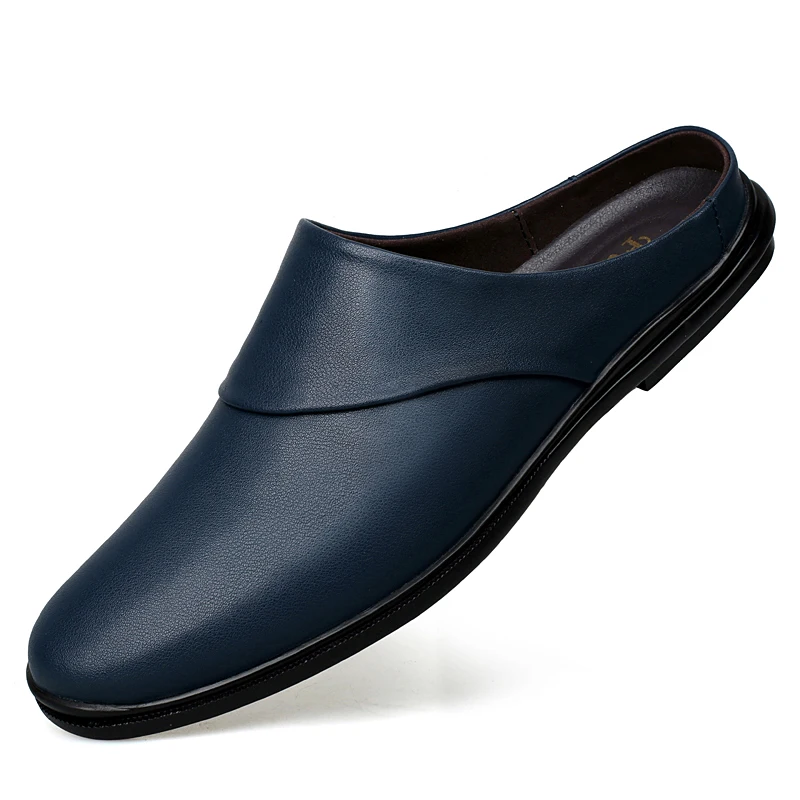 Summer Large Size 37-47 Mules Men Backless Loafers Slipper Half Shoes For Man Closed Toe Slide Sandals Open-back Casual Shoes