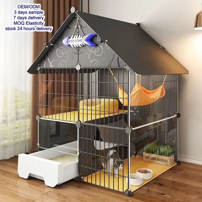 Modern All-Season Cat & Dog Pet Furniture House Two-Story Villa Bunk Beds Plastic Material Warm Design for Indoor/Outdoor Use