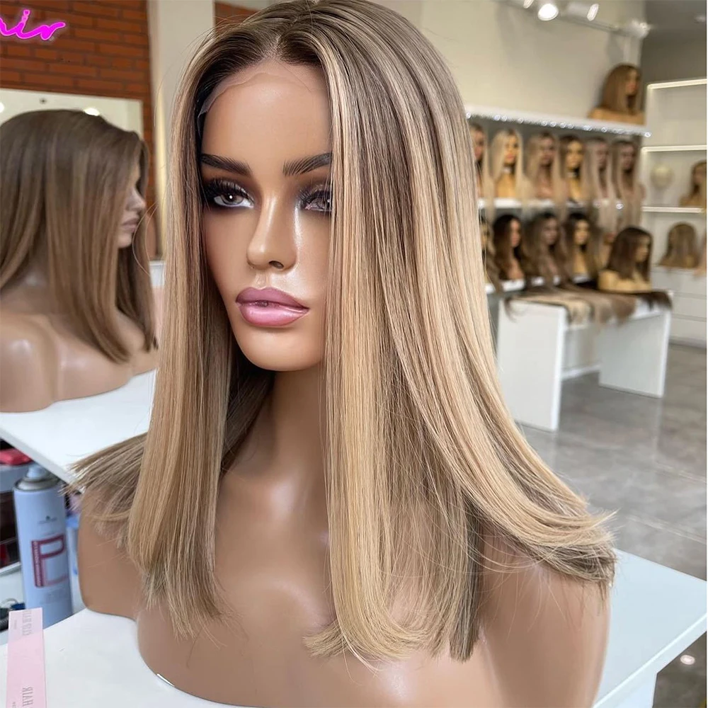 ombre-blonde-brown-balayage-glueless-straight-wig-13x4-luxury-synthetic-lace-front-wig-high-quality-short-bob-wig-for-girls-gift