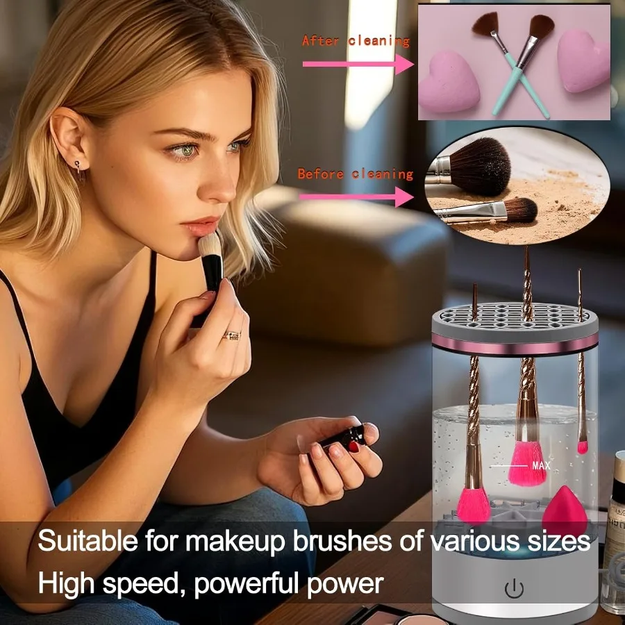 Elektrische Make-up-Pinsel-Reinigungsmaschine: Tragbare Gesichtsschönheitspinsel, Reinigungsmixer mit Silikonhalter, Gesichtspflege-Werkzeug zum Waschen