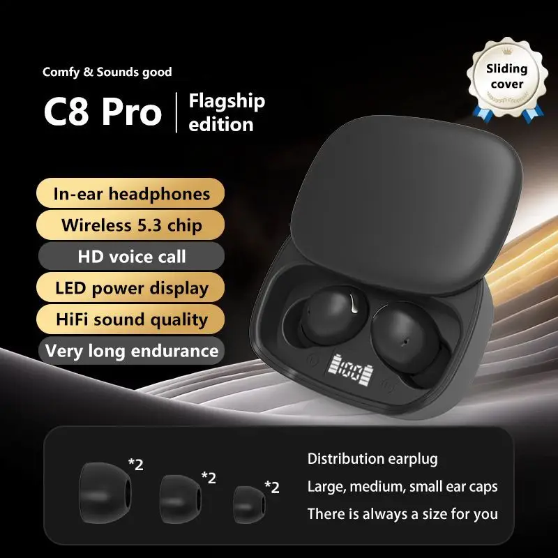 

Wireless Bluetooth Earphone Light Weight Mini Sleep Bean Power Display Sliding Cover Design Headphone Play Game Listen Music