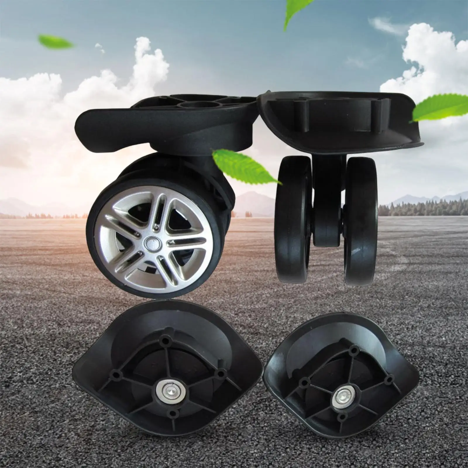 1 Pair Luggage Suitcase Replacement Wheels Double Row Wheel Swivel Wheel Quiet Casters for Travel Case Carrier Trolley Case