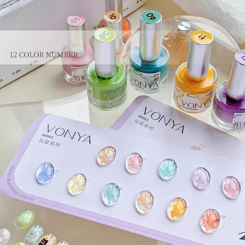 

NEW 8ml Blooming Marble Watercolor Ink Air Dry Spreading Effect Lacquer Blossom Nail Gel Varnish For Manicure 12 Colors