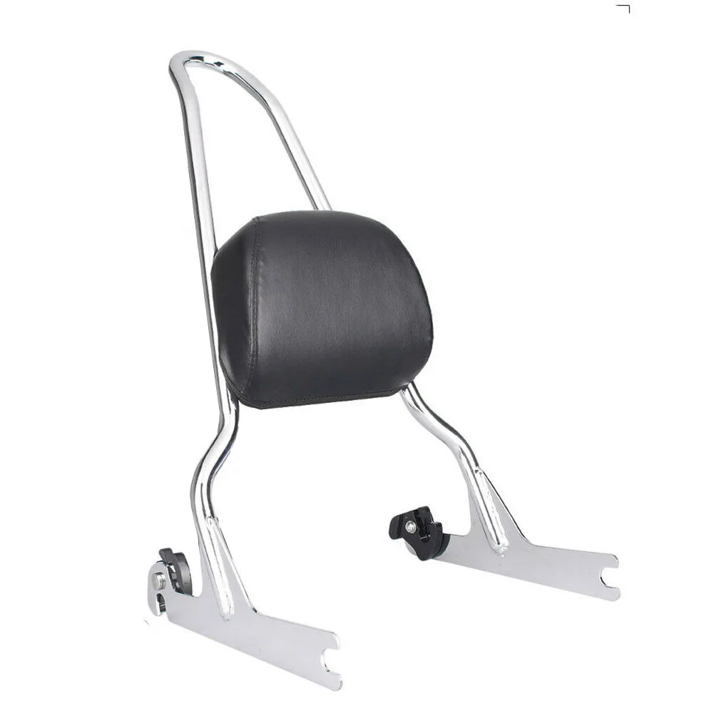 Motorcycle Passenger Rear Sissy Bar Backrest For Harley Sofitail Models 2006 - 2015 Black & Chrome
