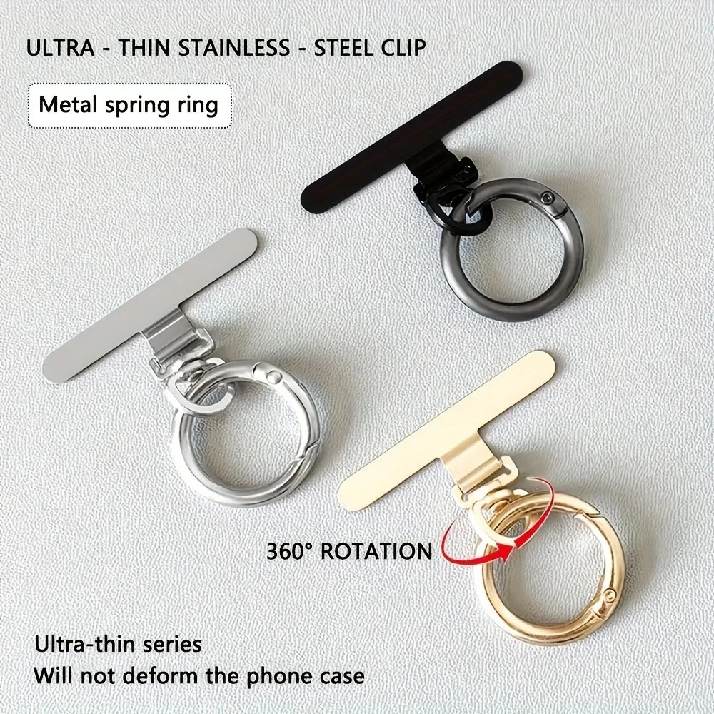 Clip per cordino per telefono in acciaio inossidabile da 1 pezzo 360 °   Cordino Girevole Anti-smarrimento per Custodia Telefono, con Chiusura a Scatto Rimovibile, Ultra-sottile