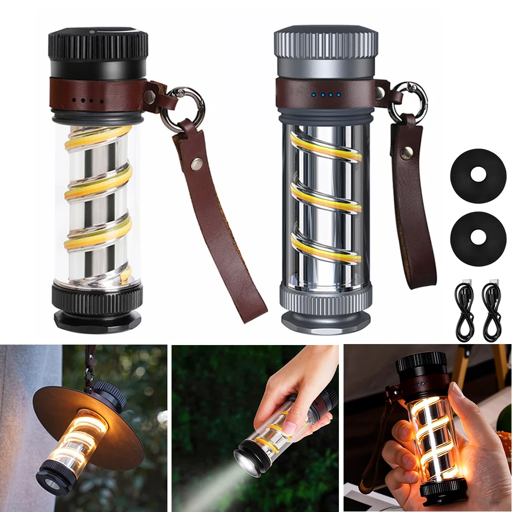 

Portable XPG+COB Flashlight Rechargeable Camping Lantern Torch Light Waterproof Stepless Dimming Atmosphere Light for Outdoor