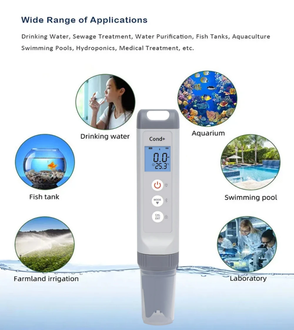 Hot IKEME 7 in 1 TDS/EC/Salinity/Temp/ORP/Res/ph meter digital Pool Aquarium Hydroponic Drinking Water Quality Monitor Tester