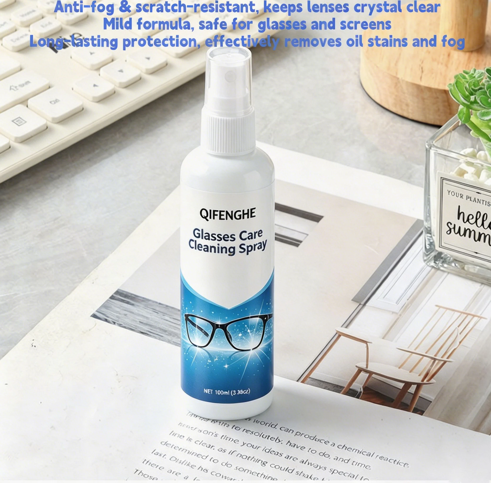 QIFENGHE Lens Cleaner Spray Anti Fog Anti Scratch Oil Remover Mild Safe For Glasses Sunglasses Phone Screen Computer Monitor