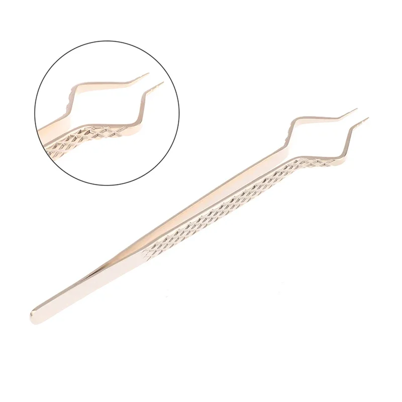 Pinzette antistatiche in acciaio inossidabile Pinzette per sopracciglia a ventaglio per ciglia dritte curve in oro ad alta precisione Strumento per trucco per nail art