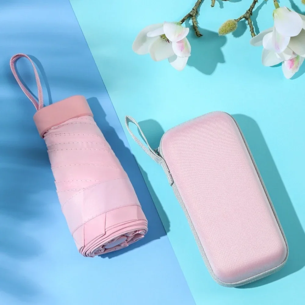 

Портативный унисекс двойного назначения от дождя и блеска для путешествий с футляром, солнцезащитный козырек, устойчивый к ультрафиолетовому излучению, легкий зонт, легко носить с собой.