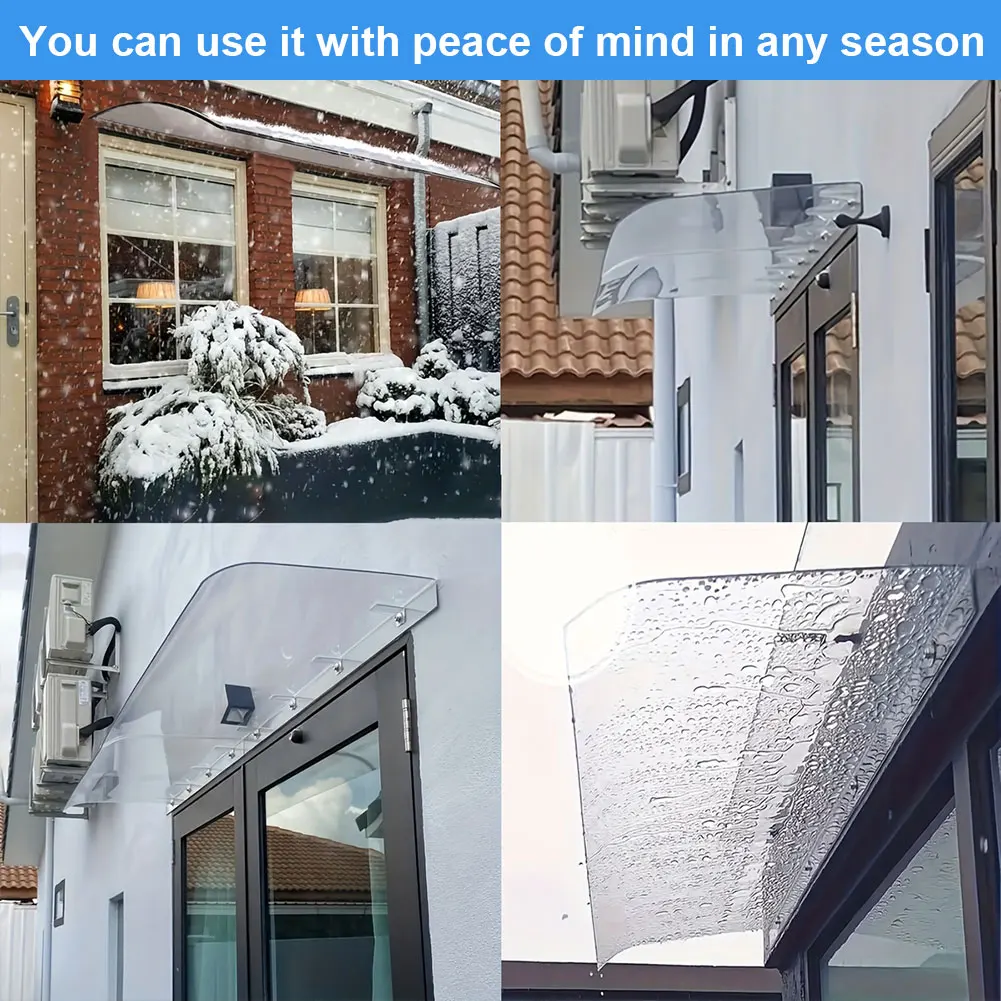 

Window Door Wall Canop UV Rain Protection Awning Canopy Clear Cover Awning Window Awning Canopy for Front Door/Porch Patio Roof
