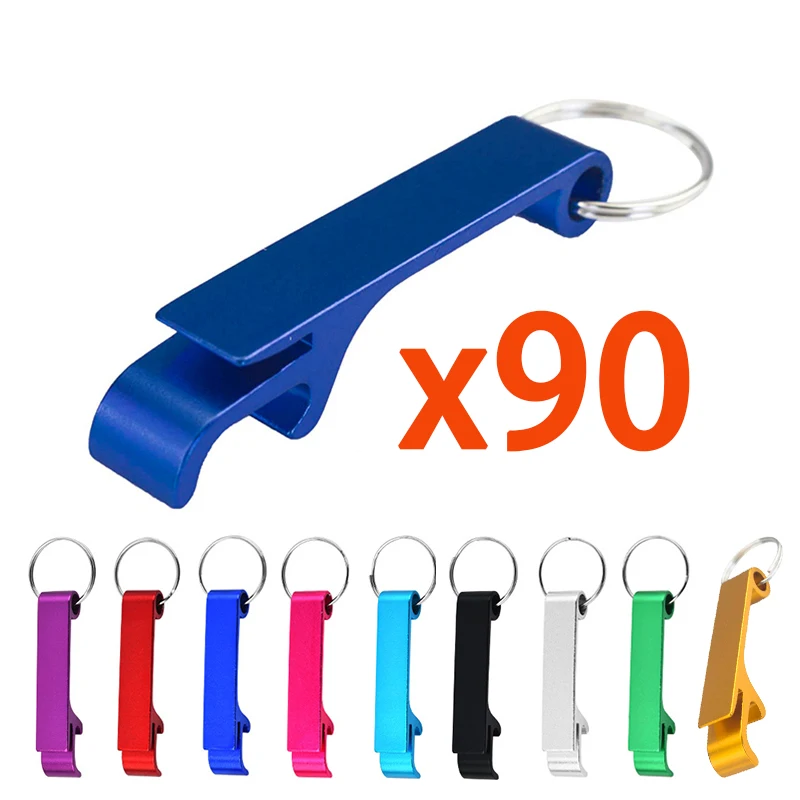 

90Pcs Bottle Opener Keychain Multi-color Aluminum Keyring Beer Bottle Opener For Parties Festive Wedding Gifts