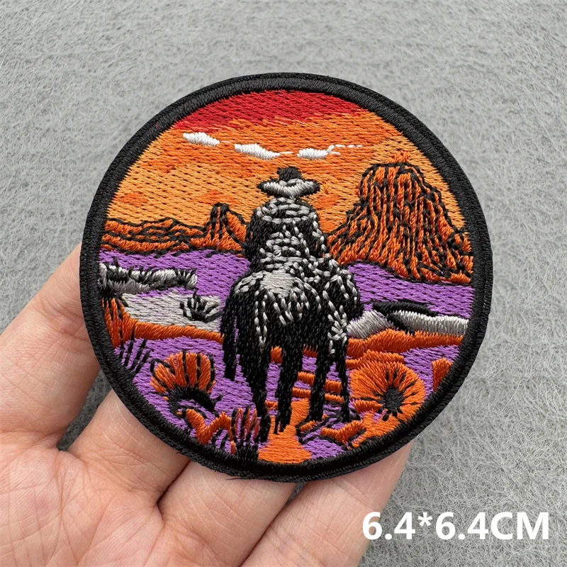 Western Cowboy Embroidered Patches DIY Boots Horse Patch For Clothing Iron On Patches Jackets Backpack Hats Sew Badges Patches