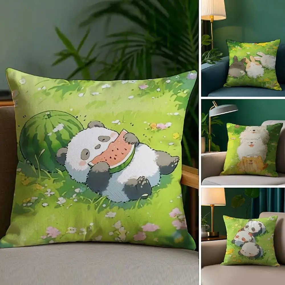 Cartoon Drawing Animal Pillow Case Plush Fabric Soft Double Sided Print Home Sofa High Quality Cushion Cover Throw