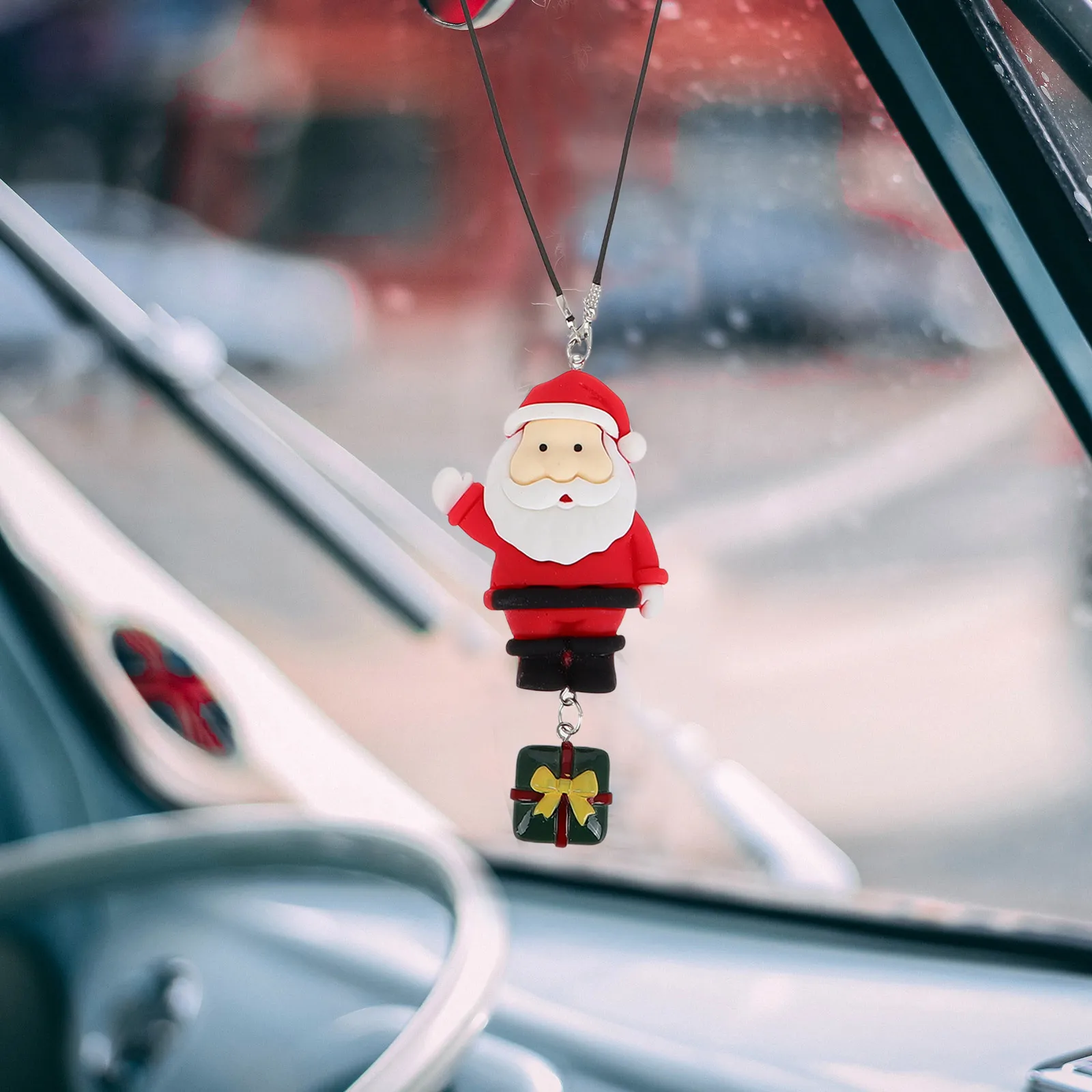 

Creative Car Mirror Ornament Christmas Car Rearview Decoration Adorable Cartoon Designs Holiday Cheer Cartoon Rear