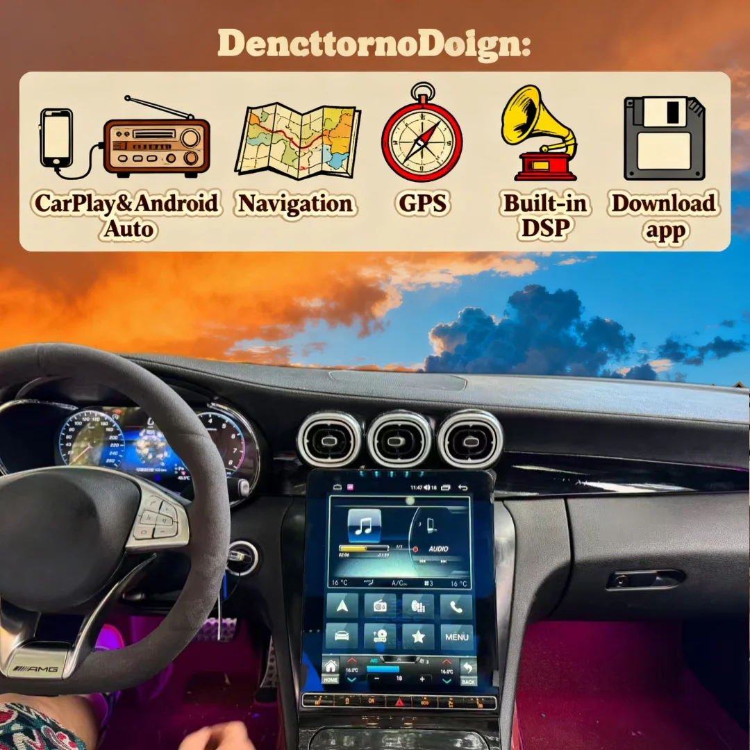 RHD Android Vertical Screen Radio For Mercedes Benz C Class W205 GLC X253 2015-2022 Carplay Car GPS Navigation Multimedia Player