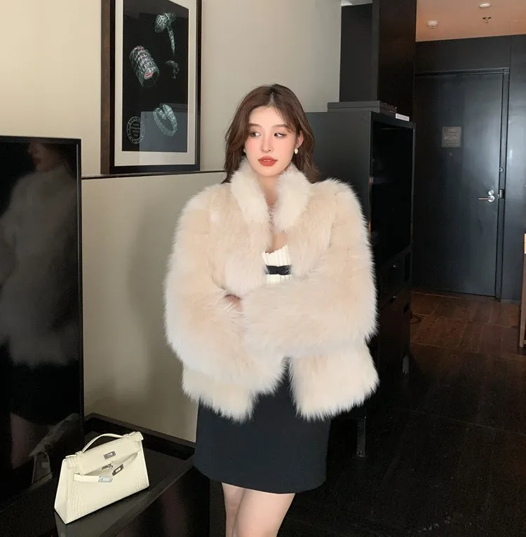 

Куртки из искусственного меха, пальто, женские повседневные куртки для мамы, Harajuku, с цветными блоками, с высокой талией, в горошек, с рукавами реглан, теплые