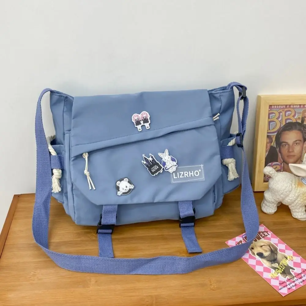 

Retro Student Messenger Bag Large Capacity Nylon Crossbody Bag Multi Pocket Fashionable Women Shoulder Bag Back To School