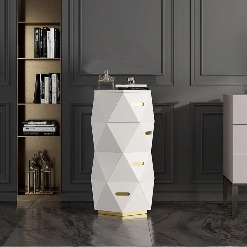 Light luxury chest cabinet Modern trend Living room wall side cabinet French solid wood heightened chest of drawers Bedroom deco