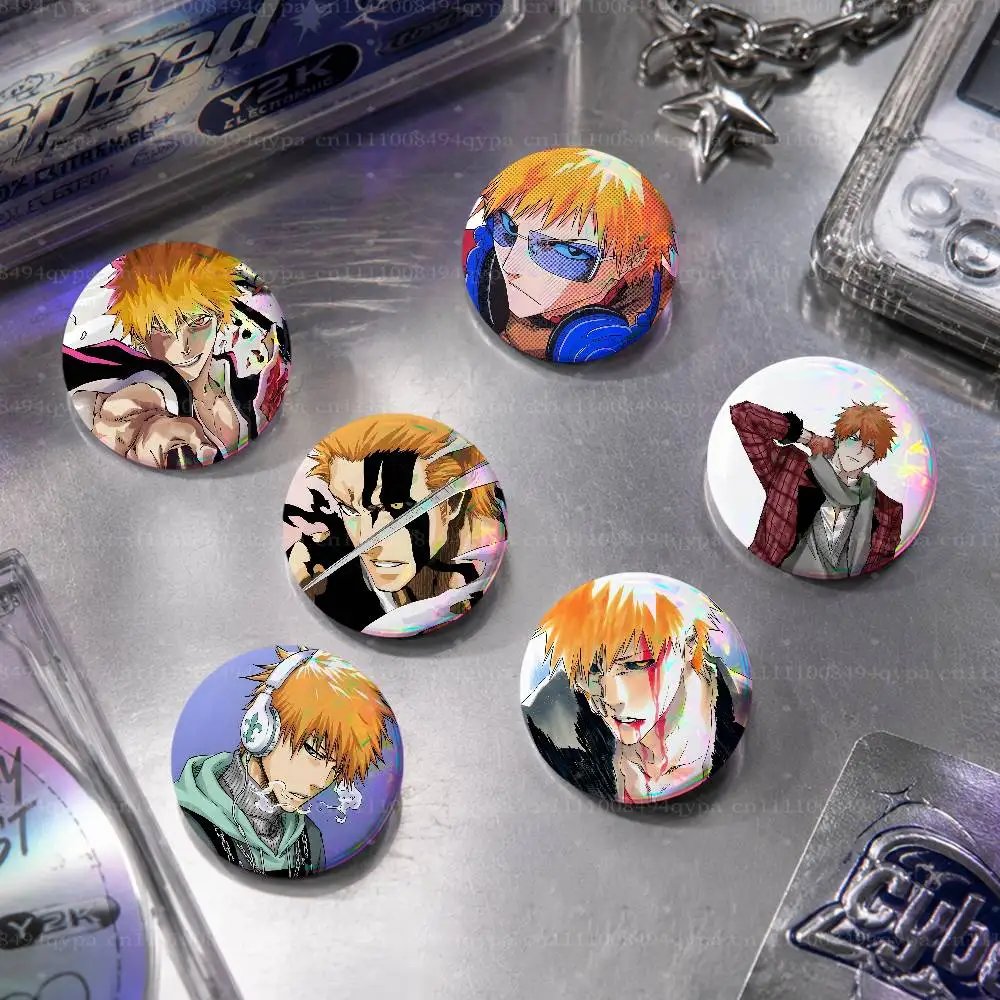 I-Ichigo Kurosaki B-BleachS Pin Round Circle Shape Metal Button Pin Badge Pinback Decoration Gifts Clothes Decor