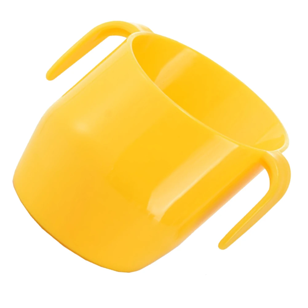

1pc Drinking Training Cup For s Toddler Ergonomic Portable Double Handle Slanted Mouth Water Cup Lemon Yellow