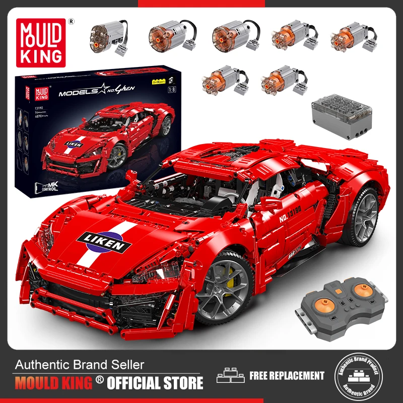 Mould King 13190 Technical Car Building Block Remote Control Lykan Hypersport Racing Car Model Assembly Brick Toys Kids Gift