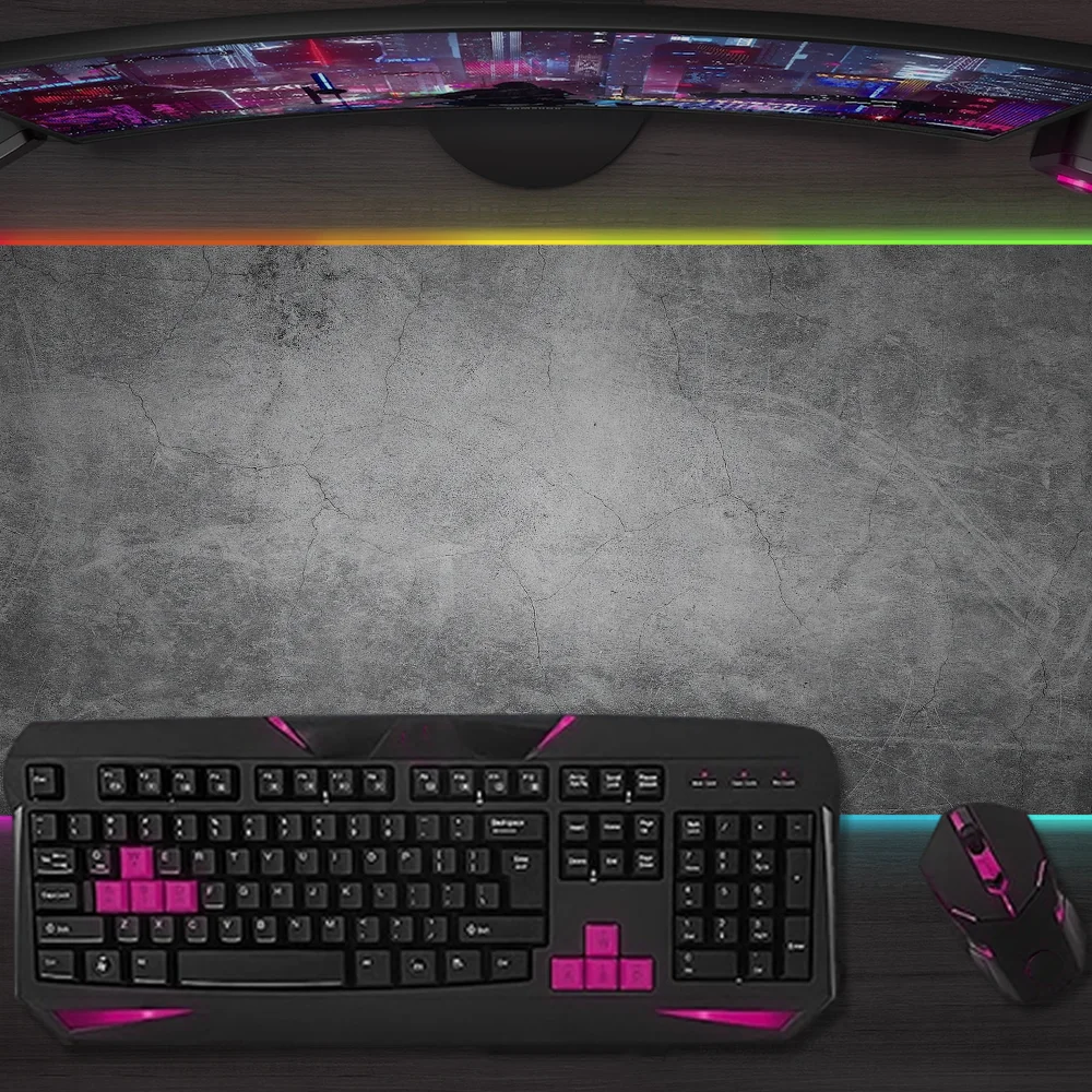 

Gray Minimalist Linen Style Mouse Pad Gaming MousePad LED Table Pads Micro USB Backlit Rubber RGB Desk Mats Desktop XXL