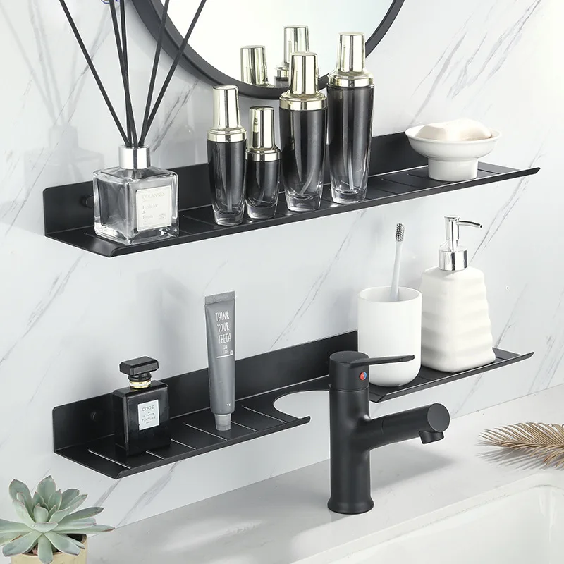 Bathroom Shelf Organizer Mirror Front Faucet Drain Rack Toilet Washbasin Supplies Storage Washbasin Pool Storage Rack No Drill