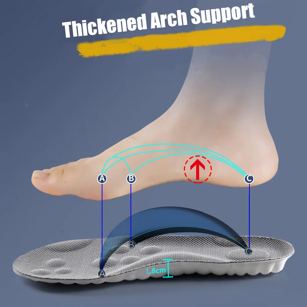 High Quality Latex Sport Insoles for Shoes Men Memory Foam Woman Templates Arch Support Orthopedic Insoles for Sneakers Shoe Pad