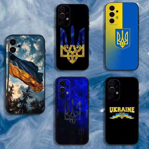 U-Ukraine Flag Phone Case For Samsung S25,S24,S21,S22,S23,S30,Ultra,S20,Plus,Fe,Lite,Note,10,9,5G Black Cover
