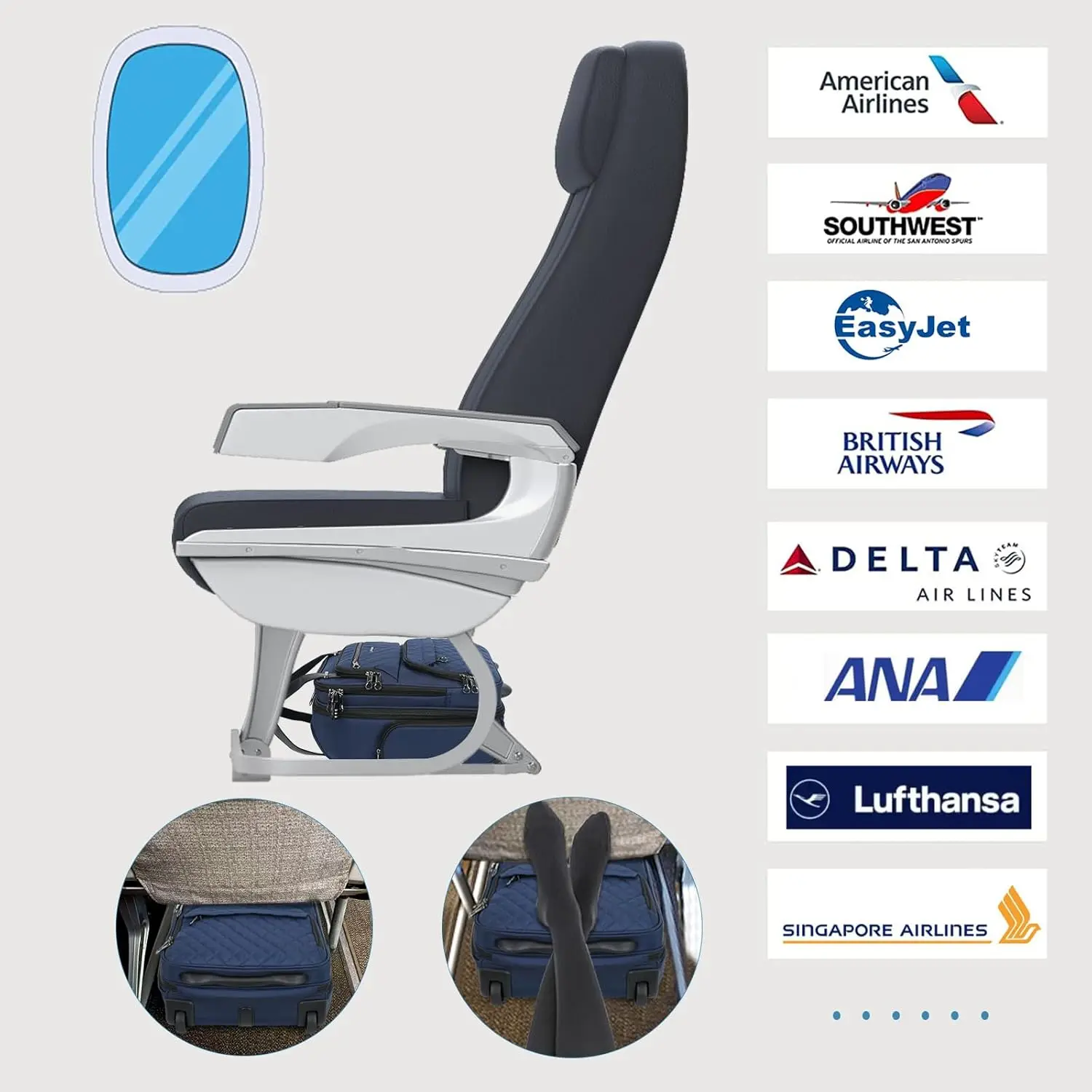 ry On Underseat Multi-Functional, 16-Inch Underseater Lightweight Overnight Suitcase For Women, Navy