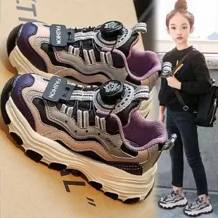 

Children's Sports Shoes 2024 Autumn and Winter New Explosive Fashion Button Daddy Shoes Big Children's Sports Shoes