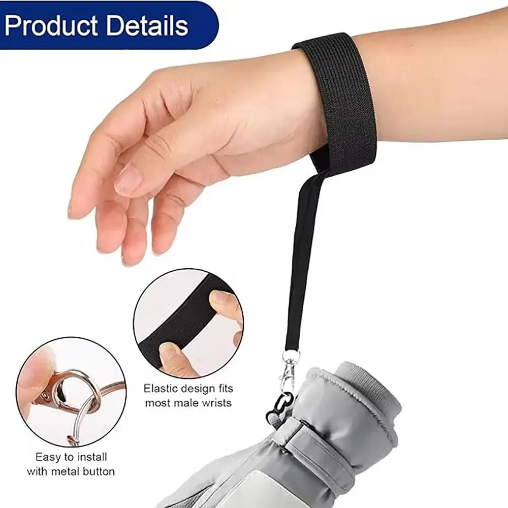 

4 шт. регулируемый дизайн, эластичные ремни на запястье, металлическая кнопка, нейлоновый материал, лыжные перчатки, поводки, эластичные строительные ремни на запястье