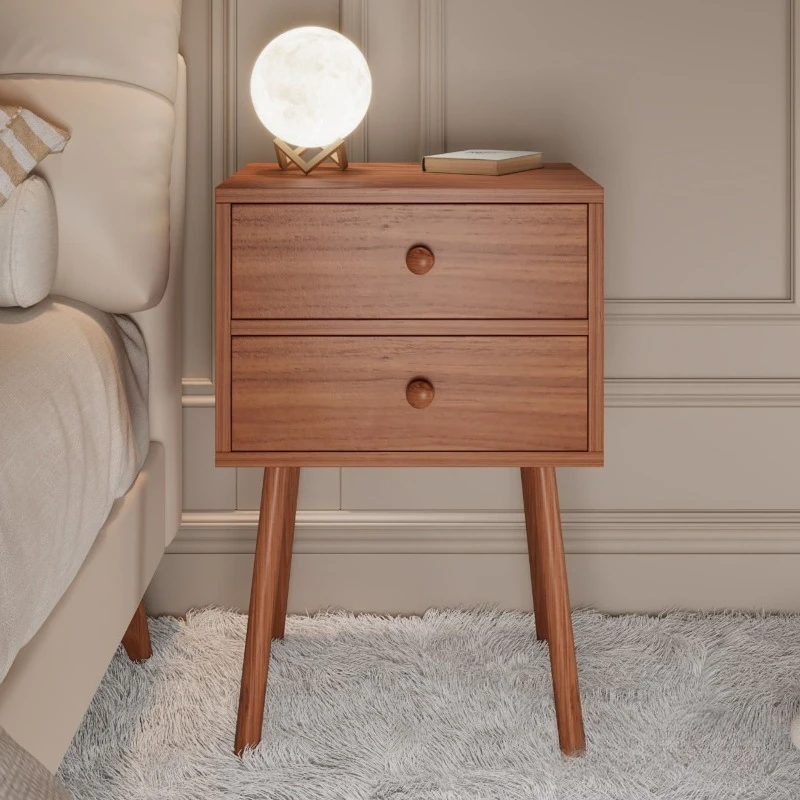 

Light luxury storage bedside table feeling small locker Nordic style bedside table solid wood bedroom bedside legs Internet