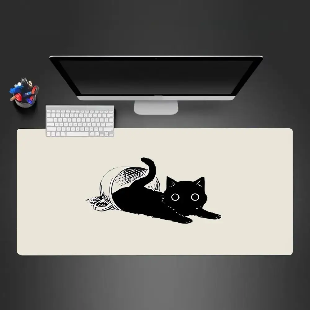 Alas Mouse Kucing Lucu Alas Meja Permainan Kantor Komputer Besar XXL Alas Mouse Keyboard Gaming Karet Antiselip Bantalan Meja Panjang