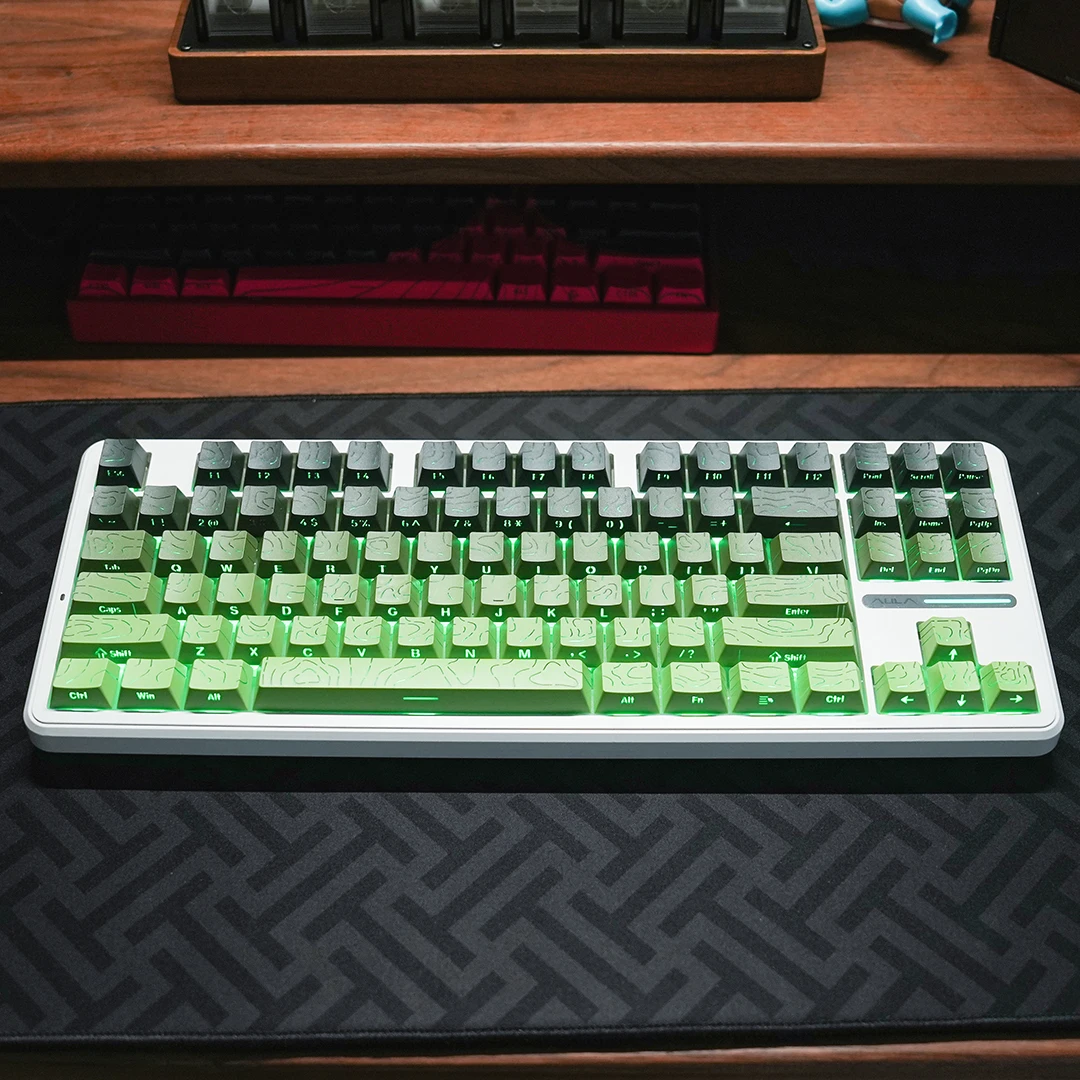 Topographic Keycaps Side Printed Gradient Shine Through PBT Double Shot Keycaps Cherry For MX Switches Mechanica Keyboards
