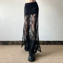 New Women's Solid Color Slimming Bag Hip Street Fashion High Waist Mesh Half Body Skirt