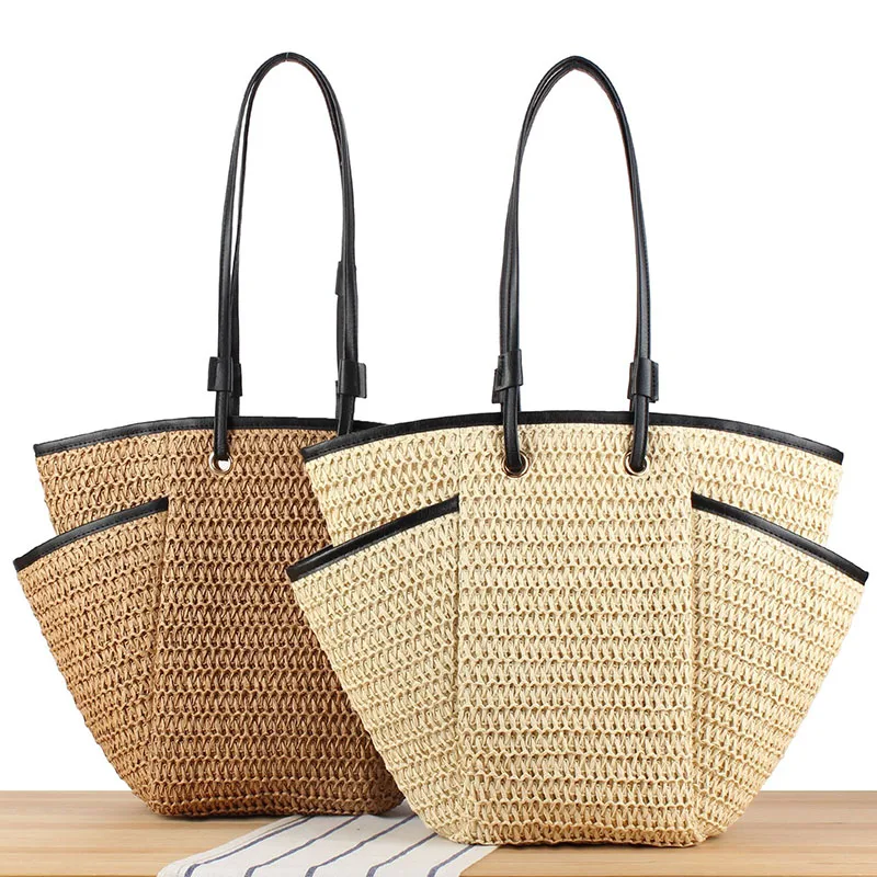 

Simple and Stylish Large Capacity Straw Shoulder Paper Rope Woven Bag Women's Casual Phoenix Eye Beach Bag
