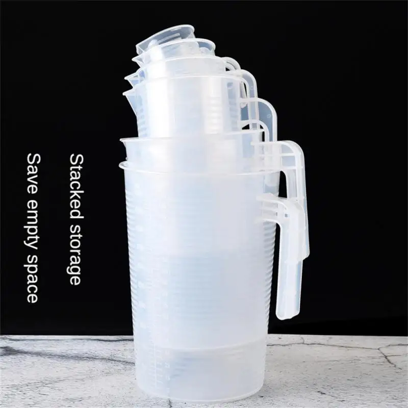 5000/3500/2000/1000/500/250/100ml Plastic Measuring Cup with Lid Large Scale Laboratory Beaker Clear Mixing Cup Baking Tools