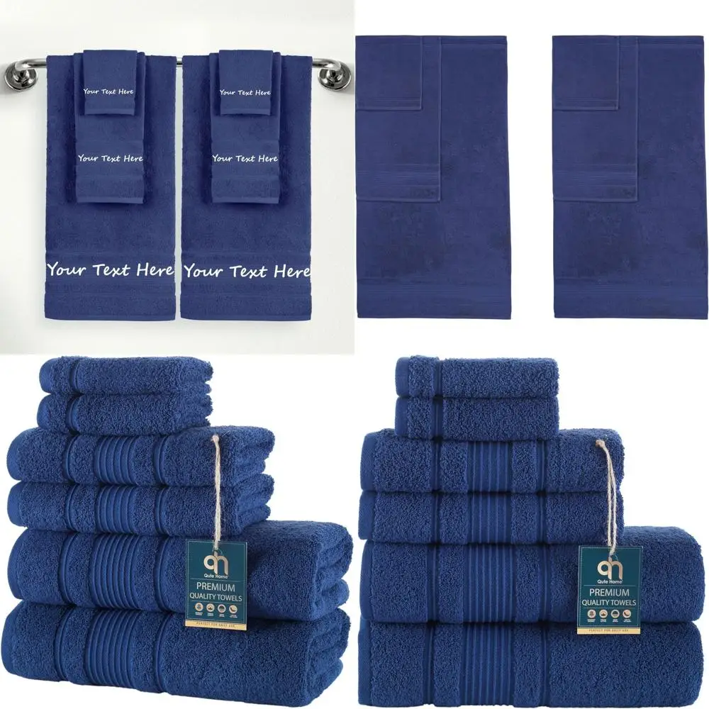 

Personalized Custom 6-Piece Towel Set – Bath, Hand & Washcloth – 100% Cotton, Soft & Absorbent – Embroidered Name or Monogram –