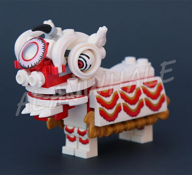 1156pcs Chinese Festivals Lion Dance Percussion Stages Temple Gate Drumming SY1475 Building Block Toy Compatible With Model