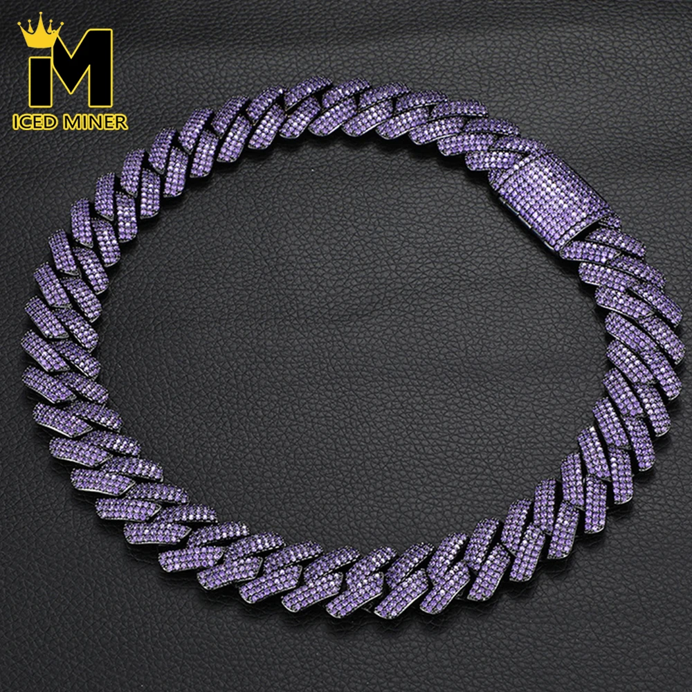 20mm Big Blue Zircon Cuban Chain Necklace Iced Out Link Chain Choker For Men Women Zircon Hip Hop Jewelry Free Shipping