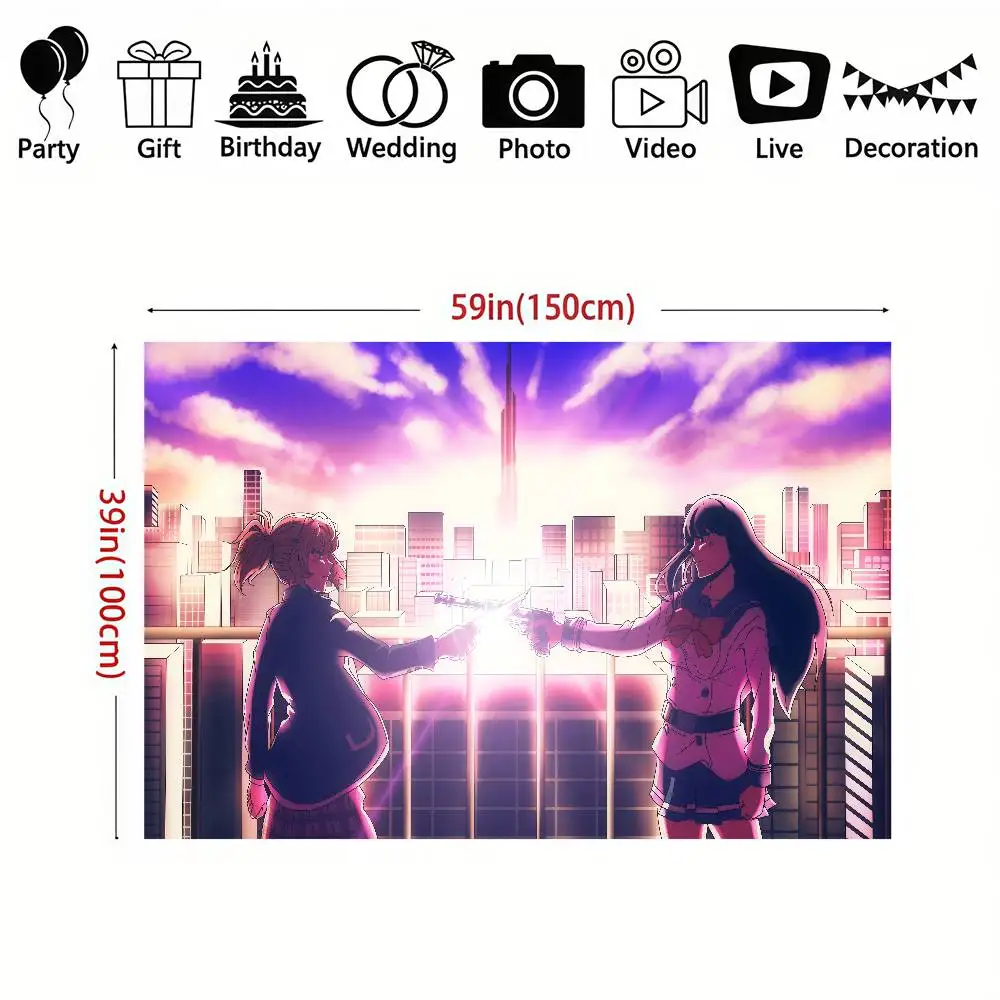 Sfondo di invasione Anime High-Rise per studio fotografico Ragazzi Baby Shower Sfondo fotografico per feste di buon compleanno