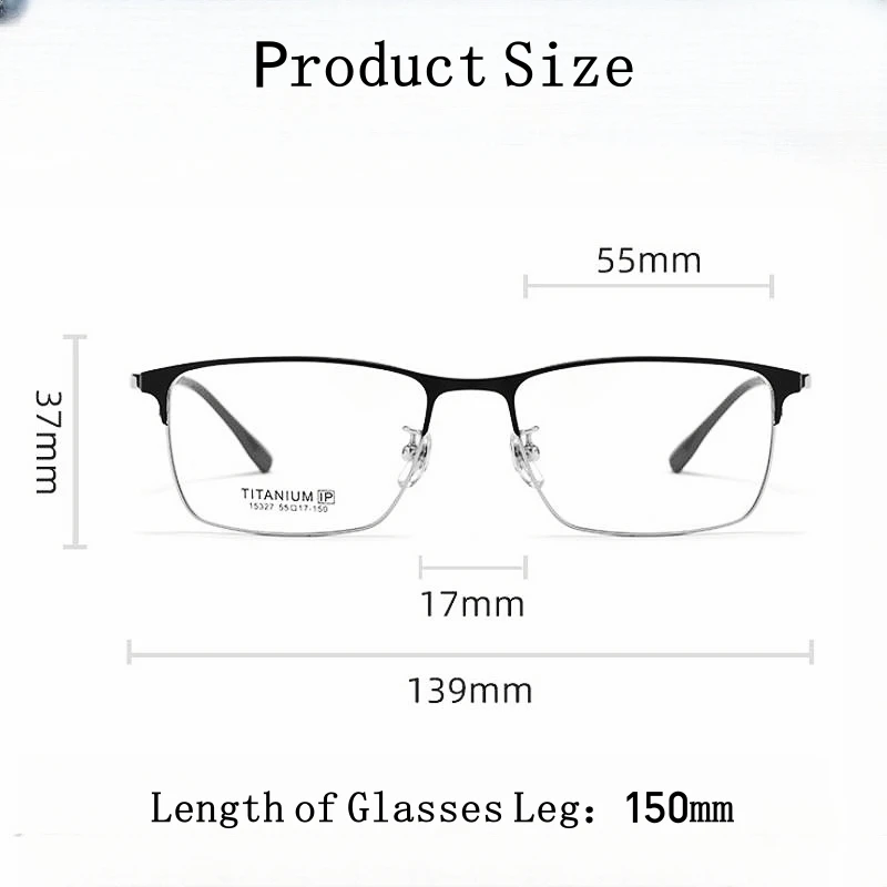 YIMARUILI New Ultra-light Fashion Business Eyewear Retro Square Pure Titanium Optical Prescription Eyeglasses Frame Men 15327P