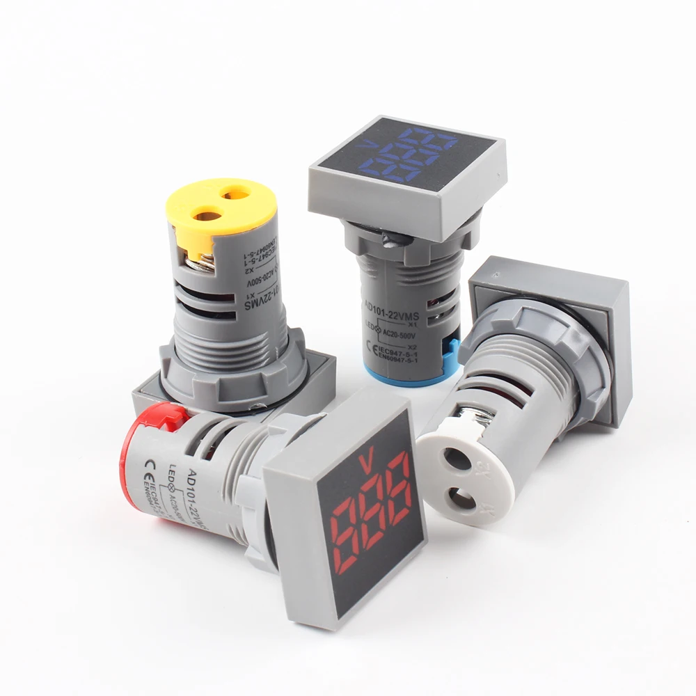 22MM DIY Mini Digitale Voltmeter Ronde AC 60-500V Volt Voltage Tester Meter Monitor Power LED Indicator pilot Lamp Licht Display