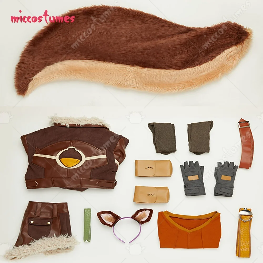 Miccostumes Women's Rival Girl Game Cosplay Costume Vest Shorts with Jacket Tail Halloween Cosplay Costume view 6