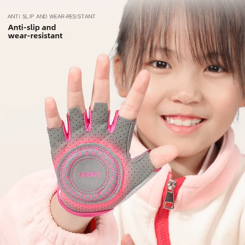 Children's Half-Finger Gloves for Cycling, Outdoor Sports, Mountaineering, Roller Skating, Non-Slip Five-Finger Balance Bike ...